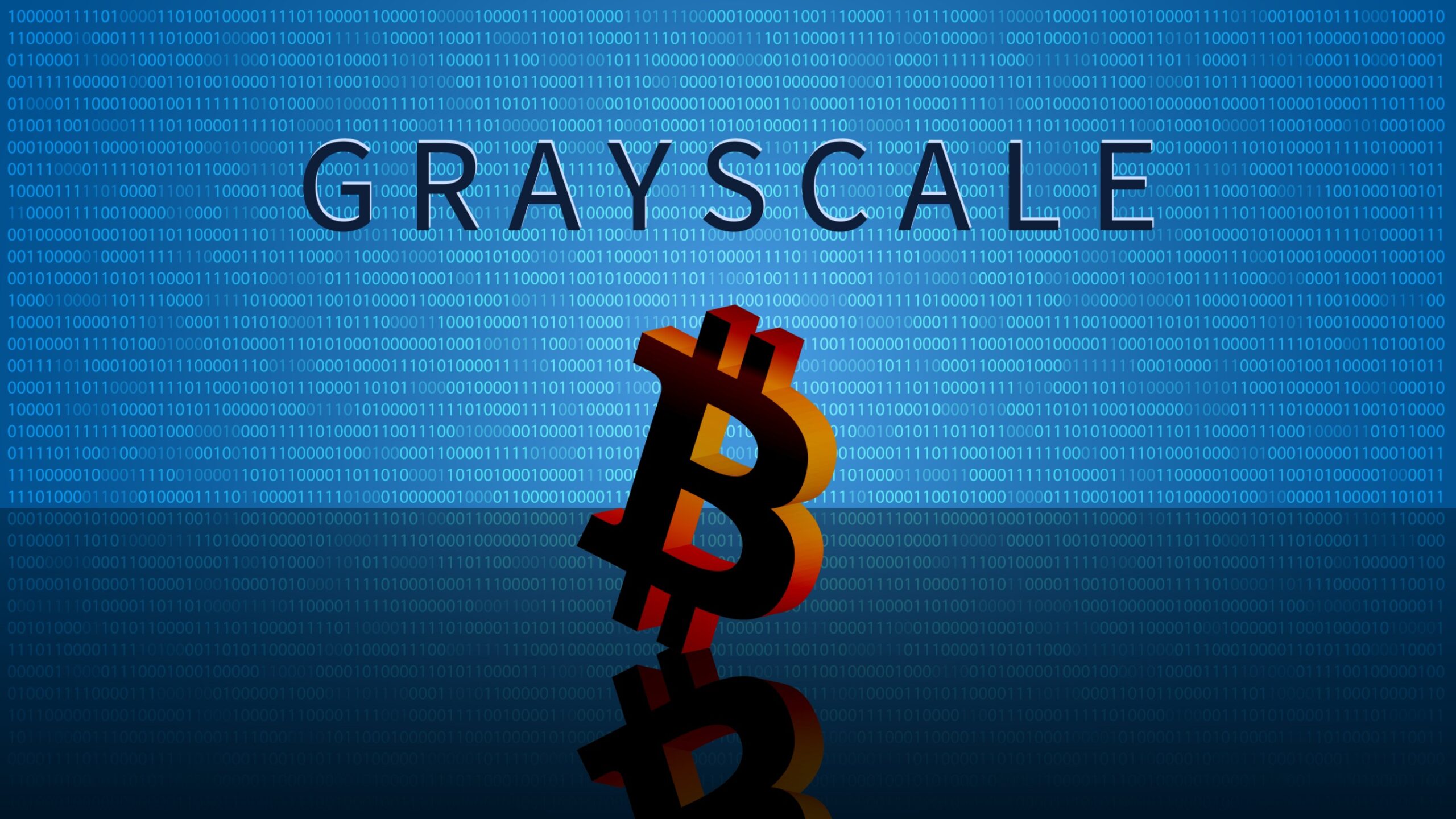 Grayscale and a B for Bitcoin in the foreground