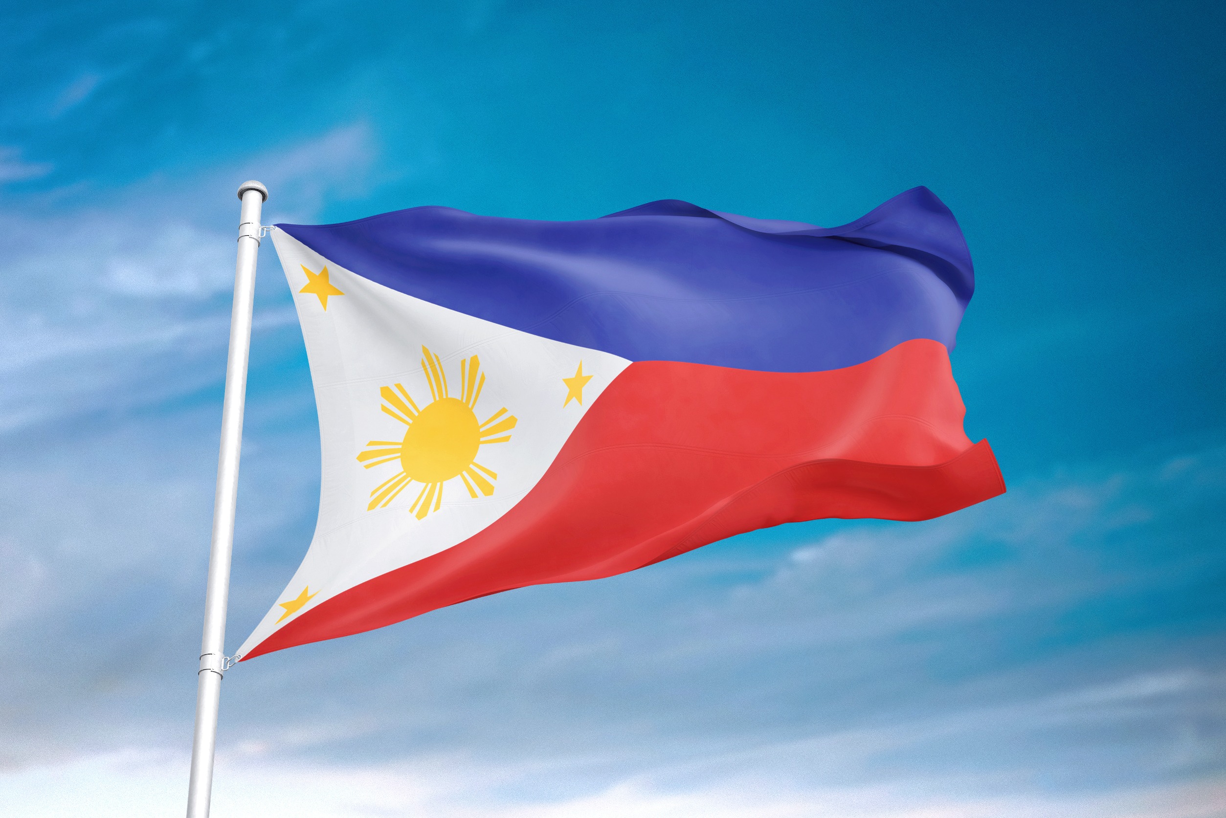 Philippines flag waving in the cloudy sky 3D illustration