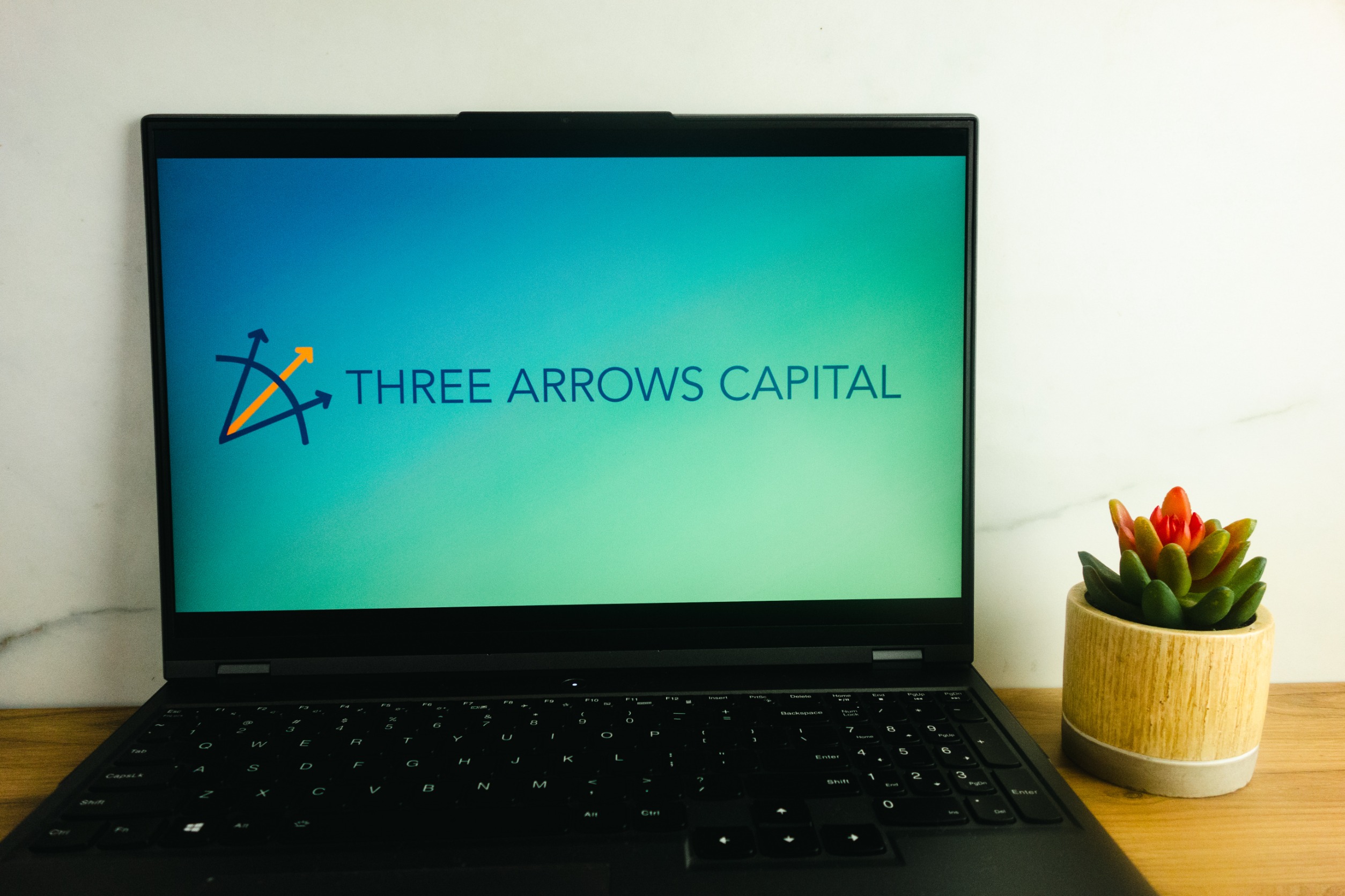 Three Arrows Capital investment company logo displayed on laptop computer screen